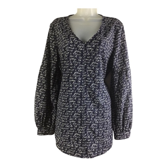 Cabi 5336 Women’s Medium Te Amo Blouse Navy & White I Love You Top - Picture 10 of 15